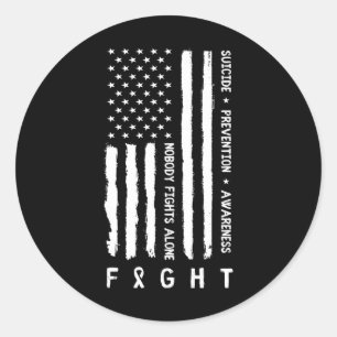 US-Flagge Niemand kämpft allein Suizidprävention A Runder Aufkleber