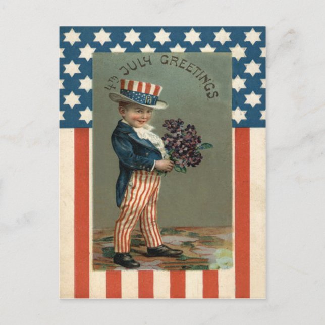 US-Flagge Onkel Sam Junge Veilchen Postkarte (Vorderseite)