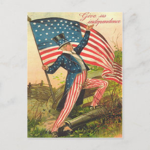US-Flagge Onkel Sam Schlachtfeld Kanone Postkarte