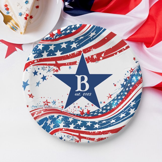 US Flagge Pappteller (Stars and Stripes American Flag Patriotic Paper Plates)