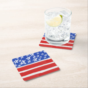 US Flagge, Patriotic, 4. Juli Rechteckiger Pappuntersetzer