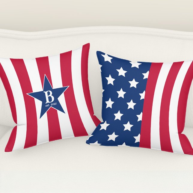 US Flagge Patriotische Amerikanische Flagge Kissen (Stars and Stripes Patriotic American Flag Throw Pillow)