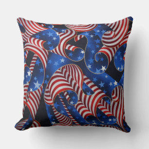 US Flagge Patriotische Curls Throw Kissen