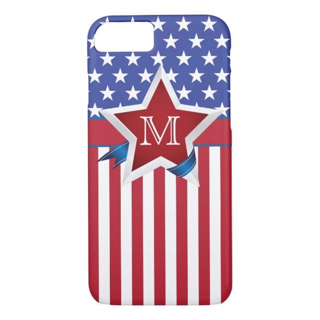 US Flagge Patriotische Monogramm Case-Mate iPhone Hülle (Rückseite)