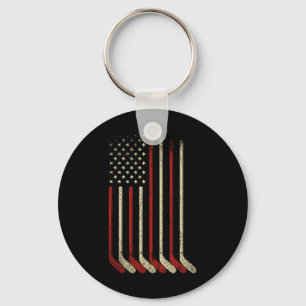 Us-Flagge Patriotischer Amerikanischer Hockeyspiel Schlüsselanhänger
