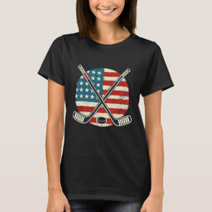 Us-Flagge Patriotischer Amerikanischer Hockeyspiel T-Shirt