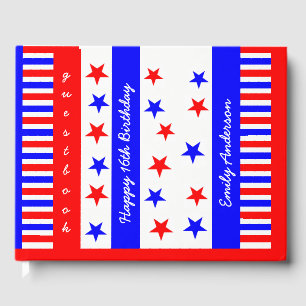 US Flagge Pattern USA Sweet 16 Typografie Gästebuch