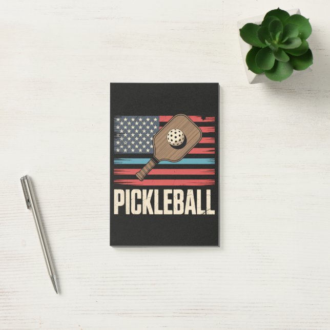 US-Flagge Pickleball Post-it Klebezettel (Büro)
