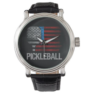 US-Flagge Pickleball-Spieler Paddleball-Liebhaber Armbanduhr
