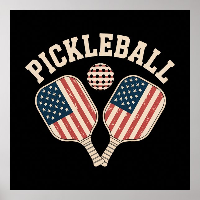 US-Flagge Pickleball-Spieler Poster (Vorne)