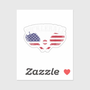 US-Flagge Pickleball-Spieler Vintage Pickle Ball L Aufkleber
