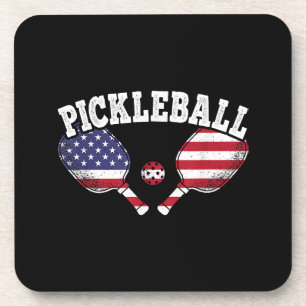 US-Flagge Pickleball-Spieler Vintage Pickle Ball L Getränkeuntersetzer