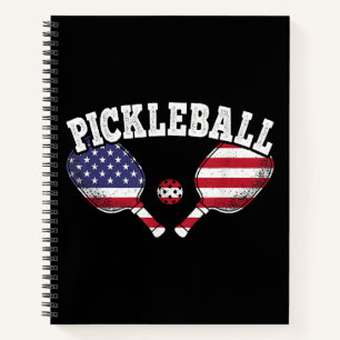 US-Flagge Pickleball-Spieler Vintage Pickle Ball L Notizbuch