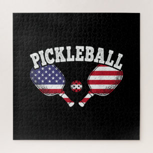 US-Flagge Pickleball-Spieler Vintage Pickle Ball L Puzzle