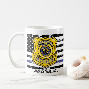 US-Flagge   Polizeibeamter Gold Shield Personalisi Kaffeetasse
