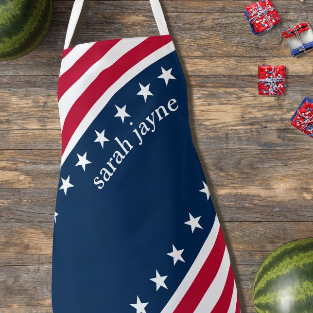 US Flagge Red White Blue Schürze (Red, White and Blue! A patriotic kitchen apron just for you)