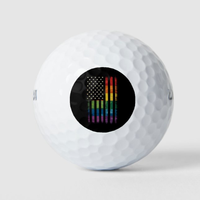 US-Flagge Regenbogen Pride Gay Lesbian LGBTQ Golfball (Vorderseite)