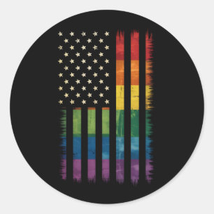 US-Flagge Regenbogen Pride Gay Lesbian LGBTQ Runder Aufkleber