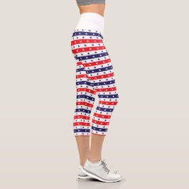 US Flagge rot, weiß und blau Capri Leggings
