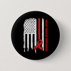 US-Flagge Rotes Band Herz-Krankheit Bewusstsein Button