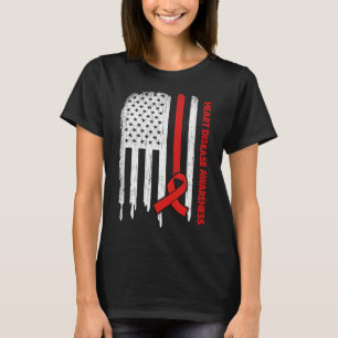 US-Flagge Rotes Band Herz-Krankheit Bewusstsein T-Shirt