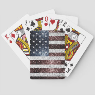 US-Flagge rustikale Glitzern Glitzer Spielkarten