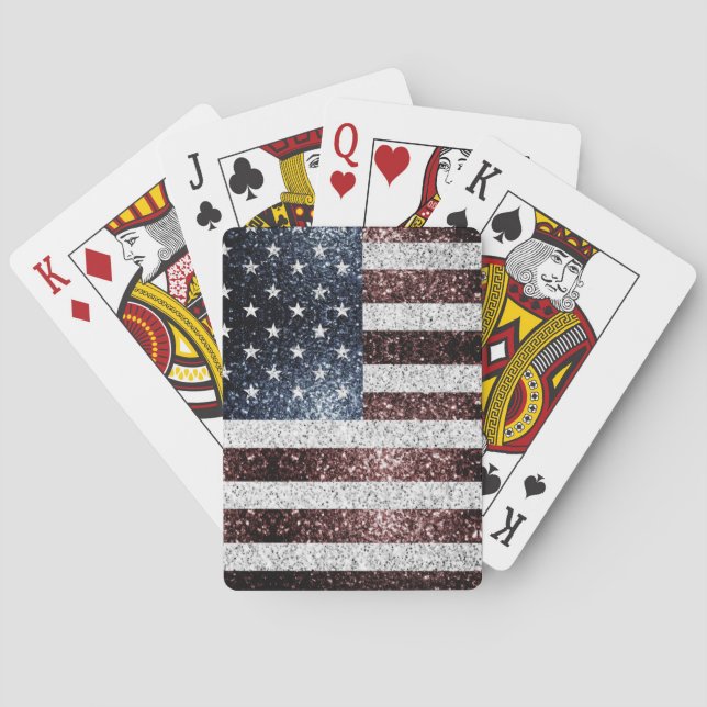 US-Flagge rustikale Glitzern Glitzer Spielkarten (Rückseite)