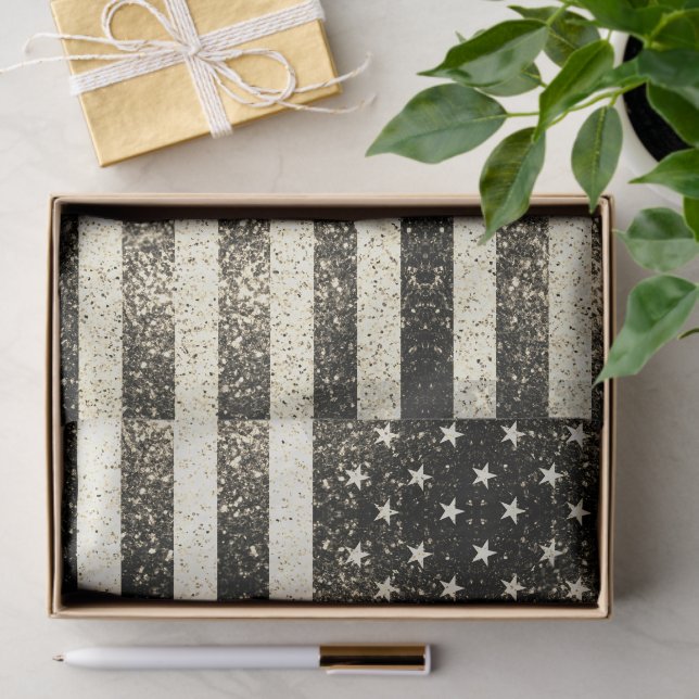 US-Flagge Rustikale Goldfische Glitzern Seidenpapier (Geschenk)