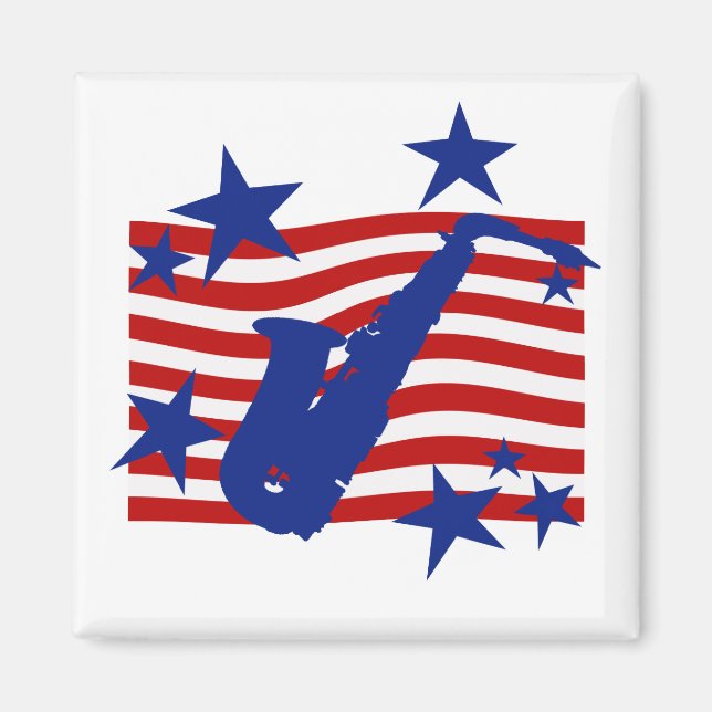 US Flagge Saxophon Magnet (Vorne)