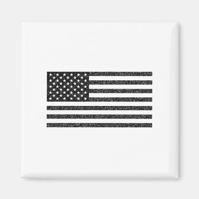 US-Flagge Schwarz-Weiß-Vintag-Retro Magnet (Vorne)