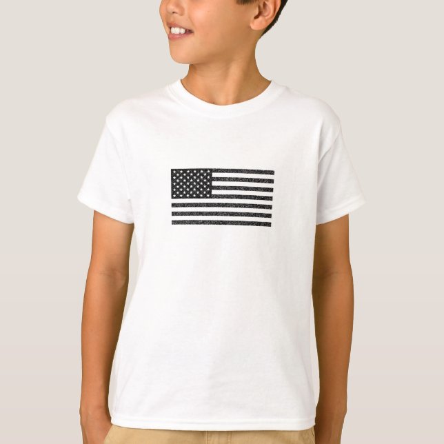 US-Flagge Schwarz-Weiß-Vintag-Retro T-Shirt (Vorderseite)
