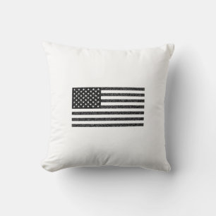 US-Flagge Schwarz-Weiß Vintage Retro Kissen