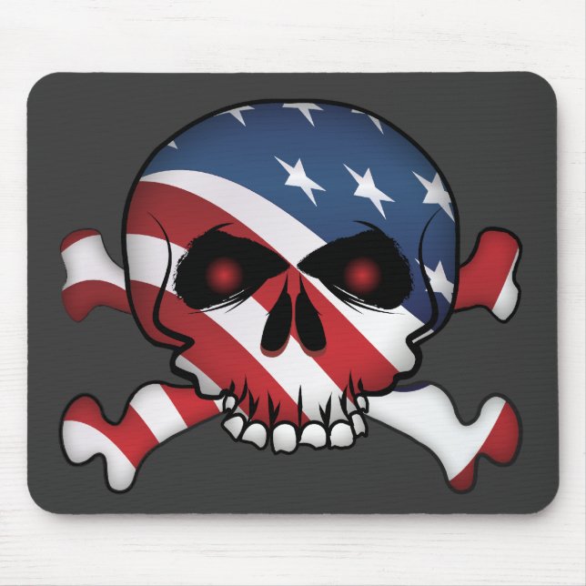 US Flagge Skull Mousepad (Vorne)