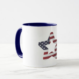 US Flagge Snowy Christmas Star Patriotic Tasse