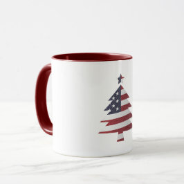 US Flagge Snowy Christmas Tree Patriotic Tasse