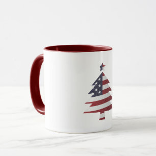 US Flagge Snowy Christmas Tree Patriotic Tasse