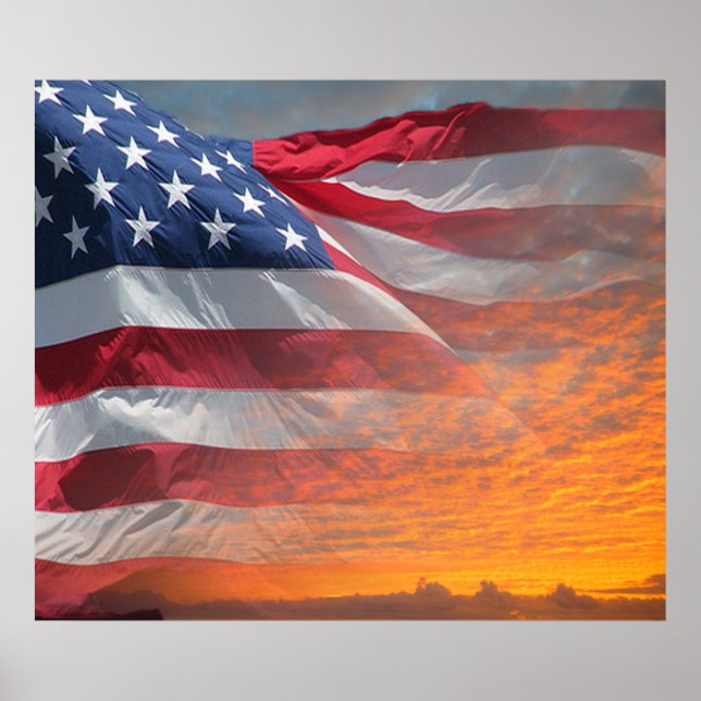 US-Flagge Sonnenaufgang-Poster Poster (Vorne)