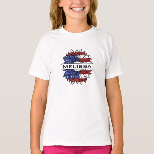 US-Flagge Sonnenblume mit dem Namen Girl's T-Shirt