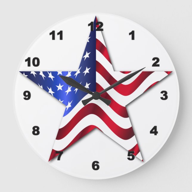 US-Flagge - Star - Akrylenuhr Große Wanduhr (Vorderseite)