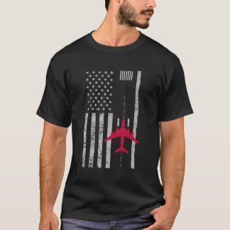 US-Flagge Start-Flugzeug-Pilot-Geschenk des Flugha T-Shirt