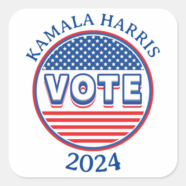 US Flagge stimmen USA ab - Wahl Quadratischer Aufkleber (Vorderseite)