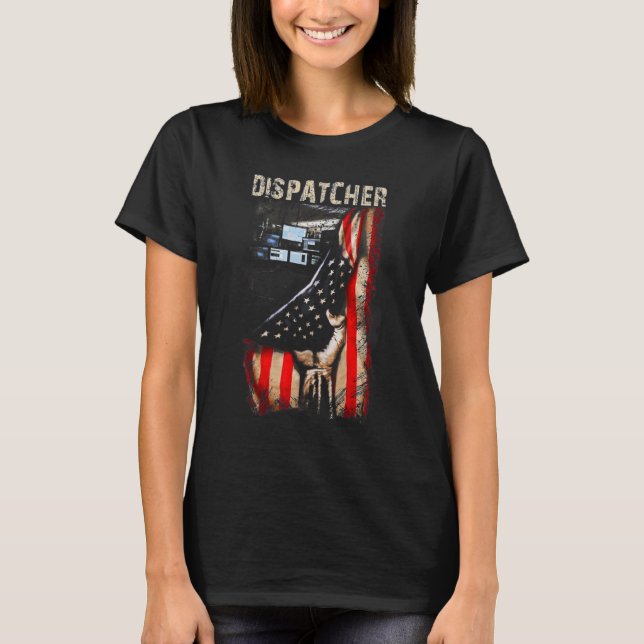 US-Flagge Stolzer Dispatcher T-Shirt (Vorderseite)
