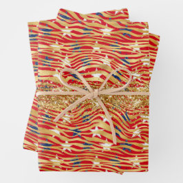 US Flagge - Tag der Unabhängigkeit des Glitzer Geschenkpapier Set