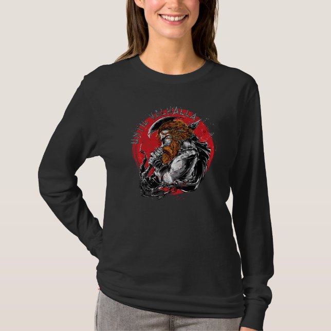 US-Flagge 'Til Walhalla Wikinger Krieger Wikinger  T-Shirt (Vorderseite)