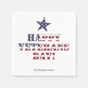 US Flagge Typografie Happy Veterans Day Serviette