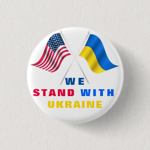 US-Flagge - ukrainische Flagge - Wir stehen mit de Button