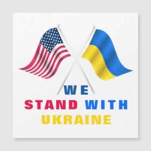 US-Flagge - ukrainische Flagge - Wir stehen mit de Magnetkarte