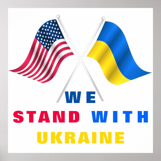 US-Flagge - ukrainische Flagge - Wir stehen mit de Poster (Vorne)