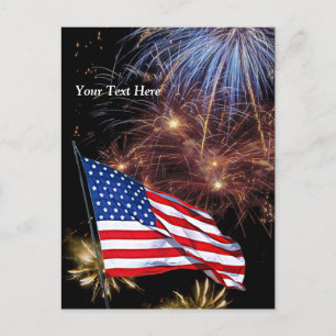 US-Flagge - Unabhängigkeitstag - Feier Einladungspostkarte