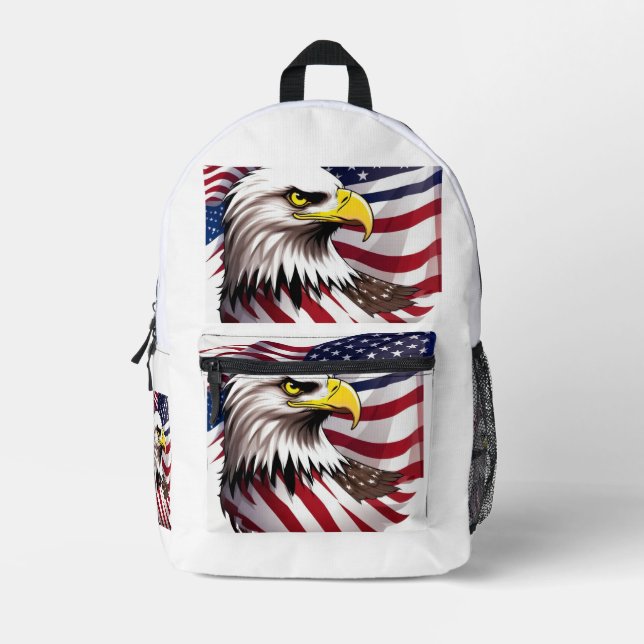 US-Flagge und Adlerdesign Bedruckter Rucksack (Vorderseite)